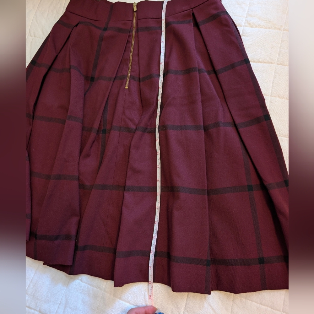 Banana Republic Maroon Plaid A-Line Skirt